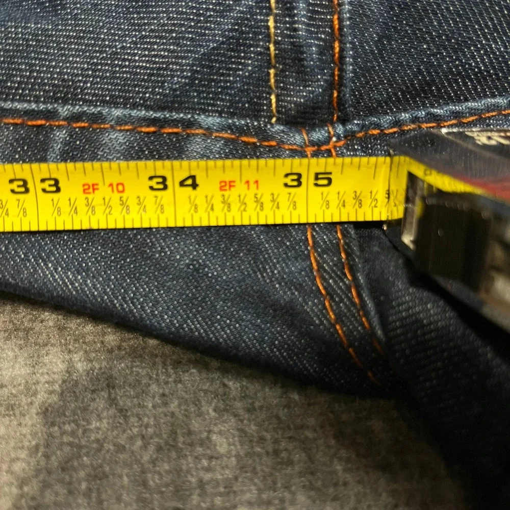 True Religion Joey Big T Bootcut Jeans Dark Wash Orange Stitch Made in USA 38x36